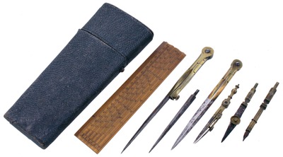 Unmarked: Early Sharkskin Case Drafting Set