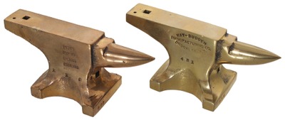 Assorted Makers: Two Reproduction Brass Anvils