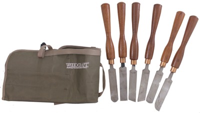 Unmarked: Set Of Six Mahogany Hdl. Turning Chisels