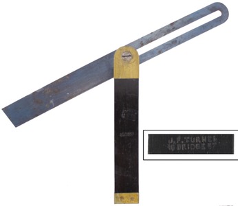 J.F. Turner, 46 Bridge Street, Sheffield, England: Unused Ebony & Brass Sliding "T" Bevel