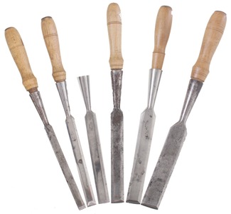 G.I. Mix & Company, Cheshire, Connecticut: Set Of Six Socket Bevel Edge Chisels