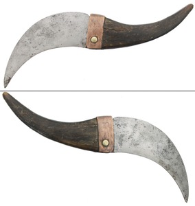 Unmarked: Early Horn & Copper Hdl. Pruning Knife
