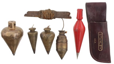 Assorted Makers: Lot Of Five Brass Plumb Bobs