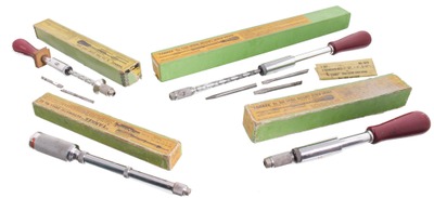 North Brothers Manufacturing Company, Philadelphia, Pennsylvania: Four Original Box Screwdrivers & Push Drill