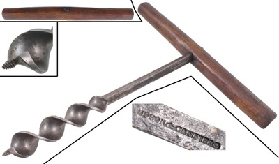 Upson & Canfield, Seymour, Connecticut: Early 1 1/2" "T" Auger Handle