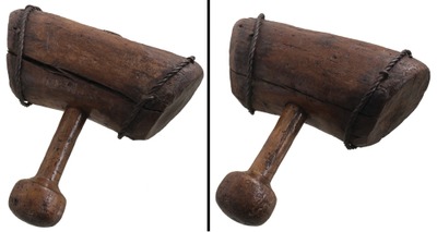 Unmarked: Early Angled Face Wooden Mallet