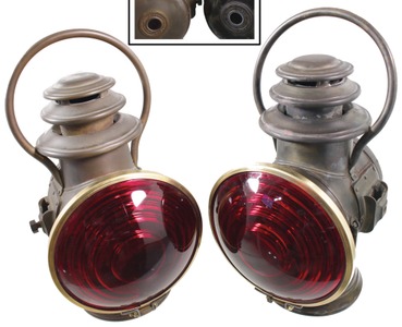 R.E. Dietz Company, New York, New York: Pair Of "Dietz Regal Motor Lamps"