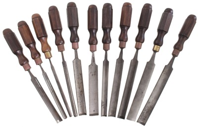Alex. Mathieson & Sons, Glasgow, Scotland: Wkg. Set Of 11 R'woo Handle Gouges