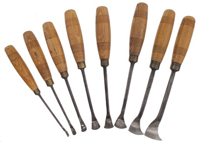 S.J. Addis & Son, Sheffield, England: Set Of Eight Scoop Gouge Carving Tools