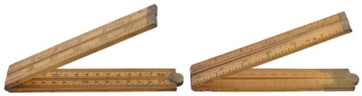 I. & D. Smallwood, Birmingham, England: Study Pair Of B'wood & Brass Folding Rule