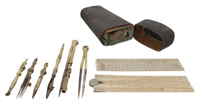 Unmarked: Early Sharkskin Case Drafting Set