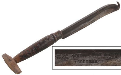 Unmarked: 19th C. Carved & Dec "Grand Saber" Clog M