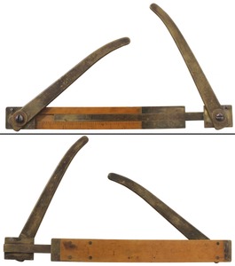 Unmarked: Rare Boxwood & Brass Hatter's Caliper Rul
