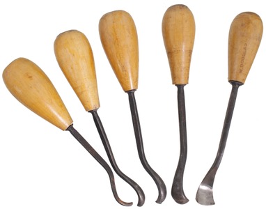 J.B. Addis & Sons,  Sheffield, England: Steped Set Of Five P'mrs Scoop Gouges