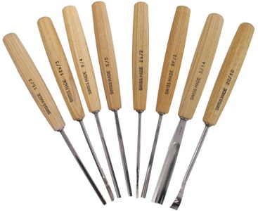Pfeil Swiss Made, Langenthal, Switzerland: Lot Of Eight Extra Clean Carving Tool