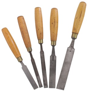 Assorted Makers: Wkg. Set Of 5 B'wood Hdld. Chisels