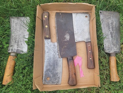 Assorted Makers: Lot Of Five Clean Butchers' Cleavers
