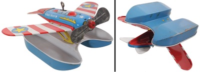 Ohio Art Company, Bryan, Ohio: Extra Clean Wind-Up Tin Airplane Toy