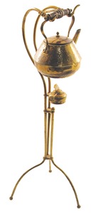 Unmarked: Solid Brass Teapot On Stand