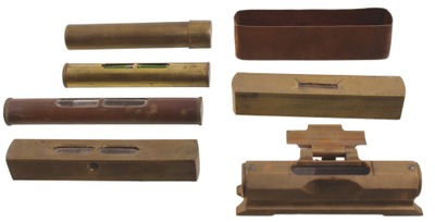 Unmarked: Lot Of Five Small Brass Levels