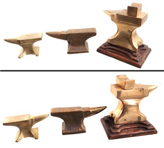 Assorted Makers: Lot Of Three Small Brass Anvils