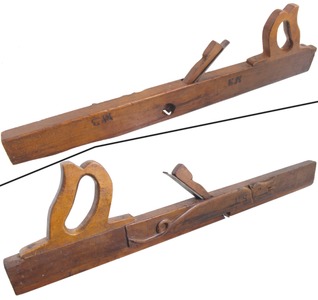 Unmarked: Carved Wooden Body Skew Rabbet Plane
