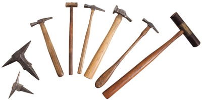 Assorted Makers: Wkg. Set Of Metal Working Hammers