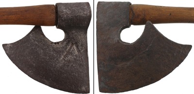 Unmarked: Early Curved Blade Sgl. Bevel Hewing Ax