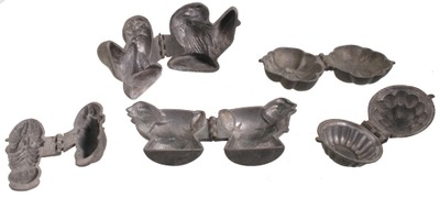 Assorted Makers: Lot Of Five Clean Pewter Ice Cream Mol