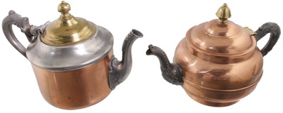 Assorted Makers: Two Antique Copper Teapots