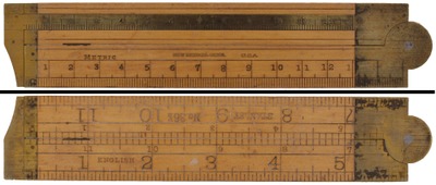 STANLEY (Unmarked), No. 36 1/2 (ME): Rare Metric & Englis Folding Rule