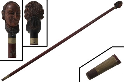 Unmarked: Unus. Figural Head Walking Stick