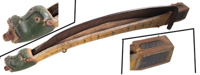 Unmarked: Hand Carved & Painte Scythe Blade Holder