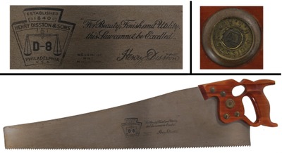 Henry Disston & Son, Toronto, Ontario, No. D-8: Extra Clean 5 Pt. 26" Rip Saw