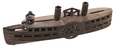 A.C. Williams Company, Chagrin Falls, Ohio: Cast Iron "Steamboat Still Bank