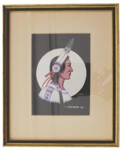 Fred Beaver, Muscogee Creek, Oklahoma: "Plains Indian Woman Goache Print
