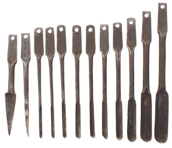 Unmarked: Set Of 11 Flat Tang Auger Bits