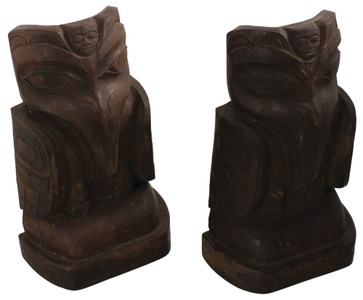 Amos Wallace, Griffins, Alaska: Pair Of Alaska Totem Bookends
