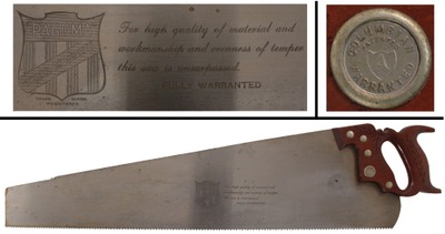 Paxton & Gallagher, Omaha, Nebraska: Unused "Pagoma" Brand 28" Hand Saw