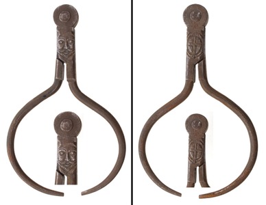 Unmarked: Pair Of Hand Forged Figural Calipers