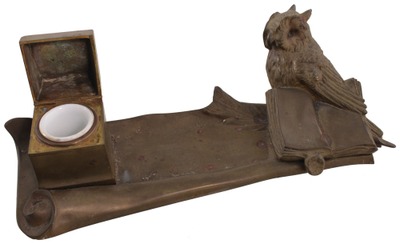 Unmarked: Cast Bronze Figural Desk Set