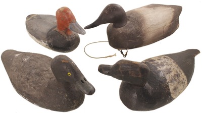Unmarked: Four Clean Wooden Duck Decoys