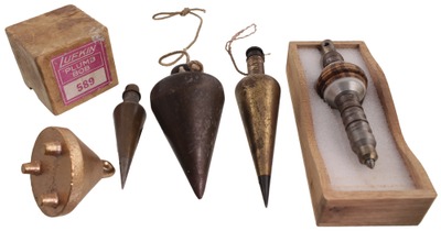 Assorted Makers: Lot Of Five Assorted Plumb Bobs