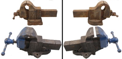 Charles Parker Company, Meriden, Connecticut: Two Damaged Cast Iron Bench Vises