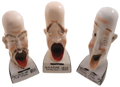 Schafer & Vater, Volkstedt Rudolstadt, Thuringia, Germany: Lot Of Three Smoking Head Ashtrays