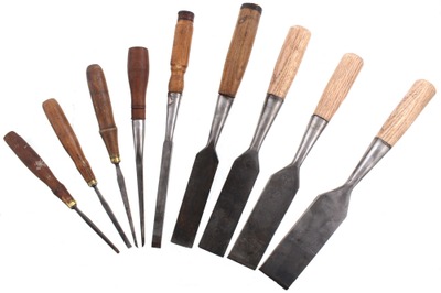 Assorted Makers: Lot Of Clean & Usabl Woodworking Chisels