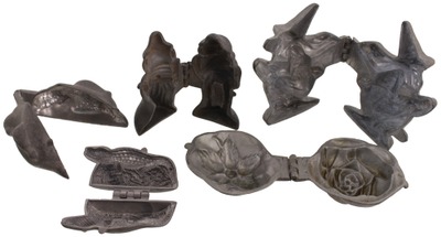 Assorted Makers: Lot Of Five Clean Pewter Ice Cream Mol