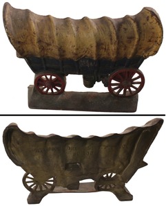 Titus Foundry, Coldwater, Michigan, No. 100: Cast Iron Conestoga Wagon Doorstop