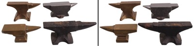 Assorted Makers: Lot Of Four Small Brass & Iron Anvils