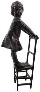 Unmarked: Cast Bronze "Girl Standing On Chair"